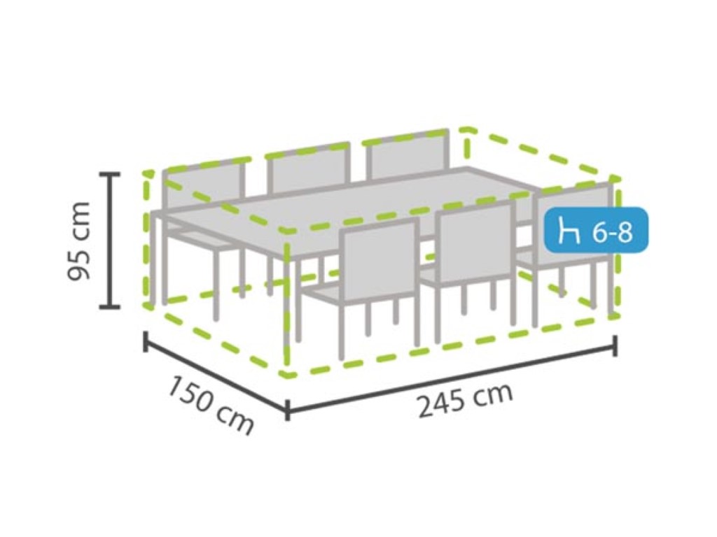 Buitenhoes Voor Tuinset, Grijs, Rechthoekig, 245 cm x 150 cm x 95 cm