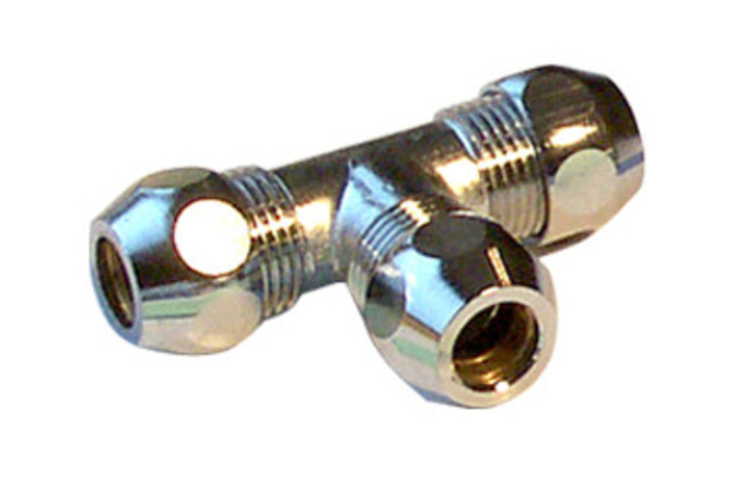 Chroom tee- koppeling bic Ø10 x bic Ø10 x bic Ø10