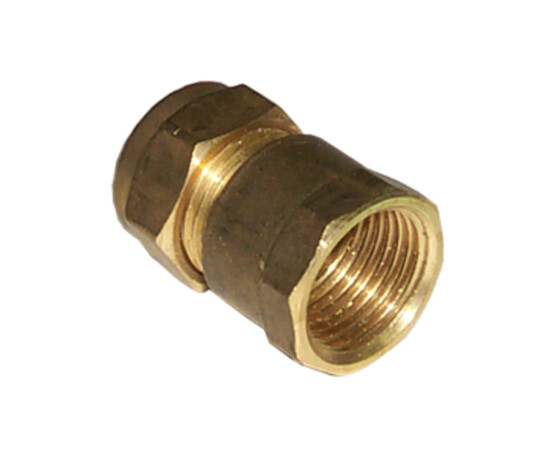 Knelfitting rechte koppeling - koper Ø10 x 3/8"f