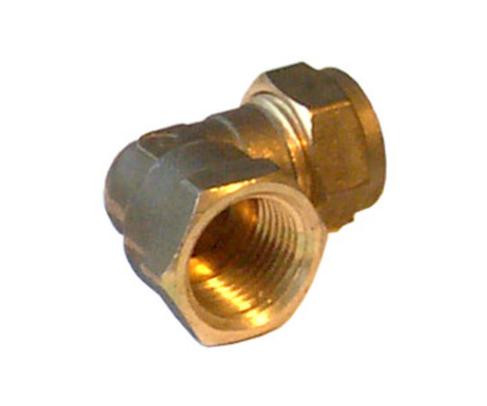 Knelfitting haakse koppeling - koper Ø15 x 1/2"F