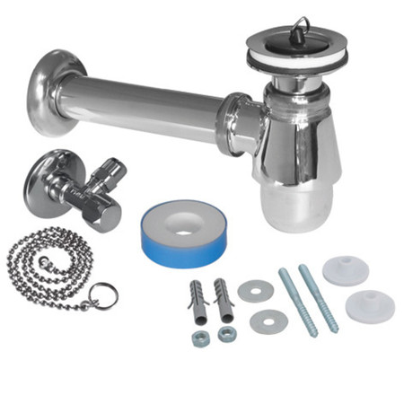 Installatiekit voor lavabo met chroom sifon