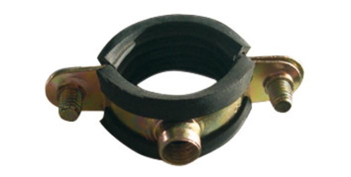 Schroefbeugel met rubberen inlage, enkel, geel gechromateerd Ø16mm per 3 st