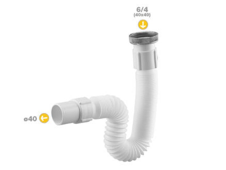 Saninstal Moduloflex Plooibare Sifon 6/4"-40mm Wit