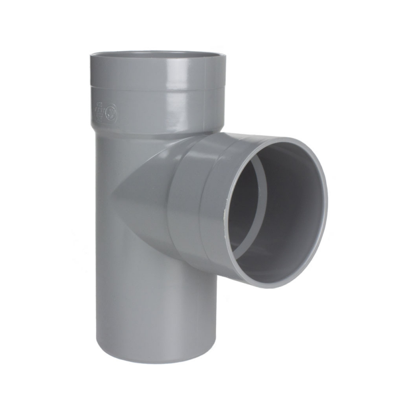 Sanitair T-stuk Grijs Ø90mm - 87° M/F