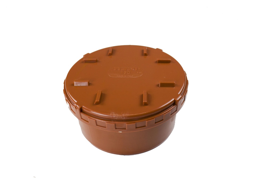 RIOOLSTOP +SCHROEFDEKSEL Ø110MM ROODBRUIN