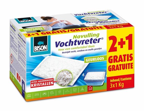 BISON VOCHTVRETER NAVULLING 1KG 3-PACK