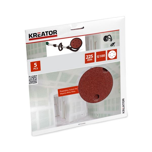 KREATOR Schuurpapier gipsplaat rond Ø 225mm k100 5st