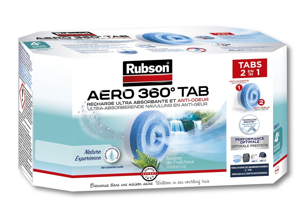 [2631318] Rubson AERO 360 Vochtopnemer Navulling Waterval 4X450gr