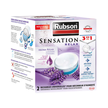 Rubson Sensation Vochtopnemer Navulling Lavendel 2x300gr