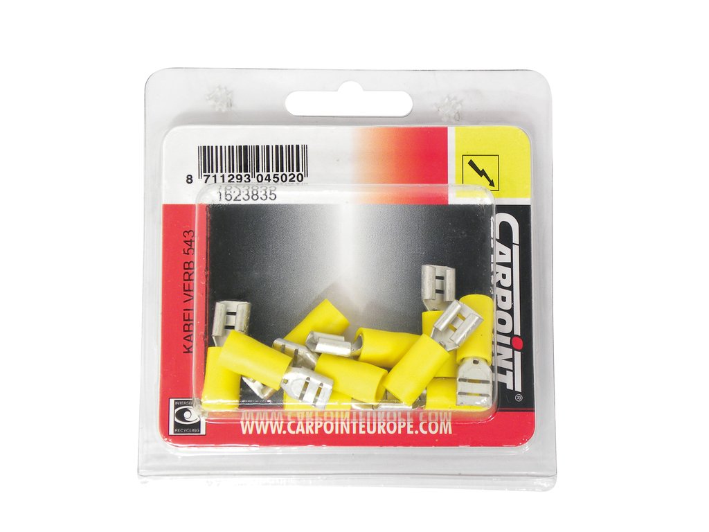 Carpoint Vlakstekerhuls 543 Geel 6.3x0.8mm 10 Stuks