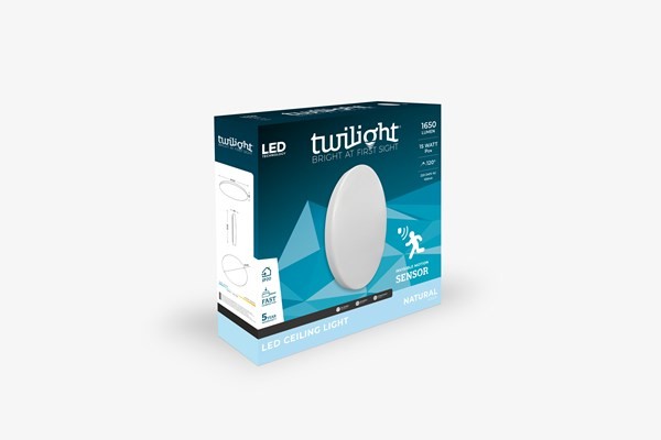 [TT-530091] TWILIGHT Led Palfondlamp 15W 1800Lm 4000K + Sensor