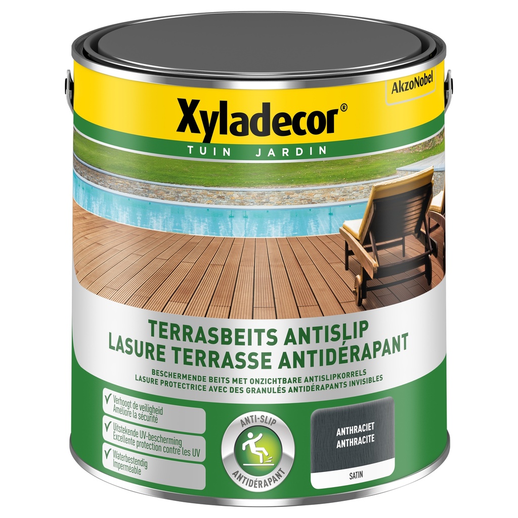 Xyladecor Terrasbeits antislip Antraciet 2.5L