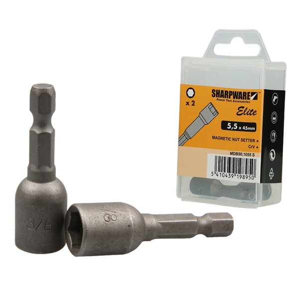 Magnetische dopbits 45mm SW 3/8" 2st