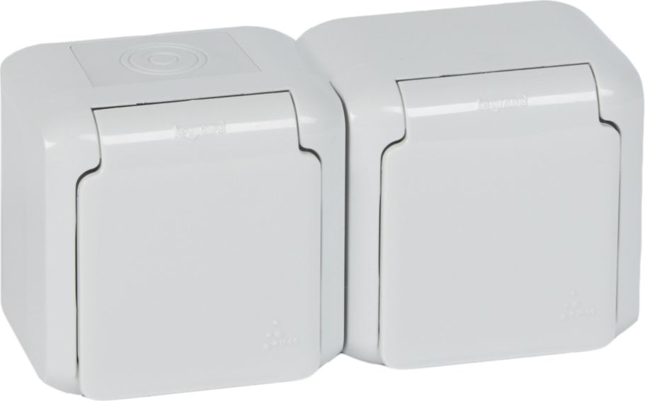 Legrand Stopcontact Spatwaterdicht 2-Voudig Horizontaal Forix Grijs