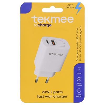 TEKMEE 20W SNELLADER TYPE-C + USB-A