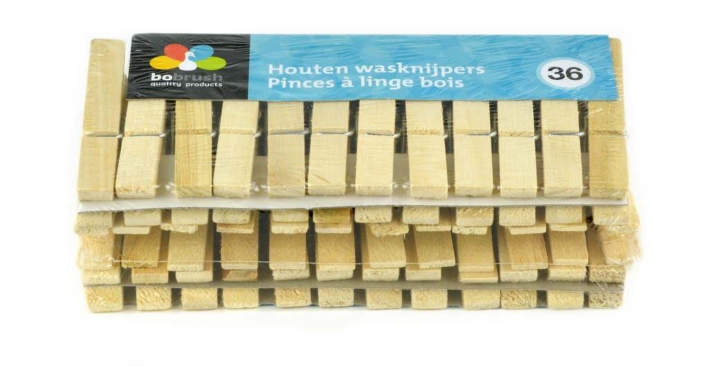 BOBRUSH WASKNIJPERS HOUT - 36ST