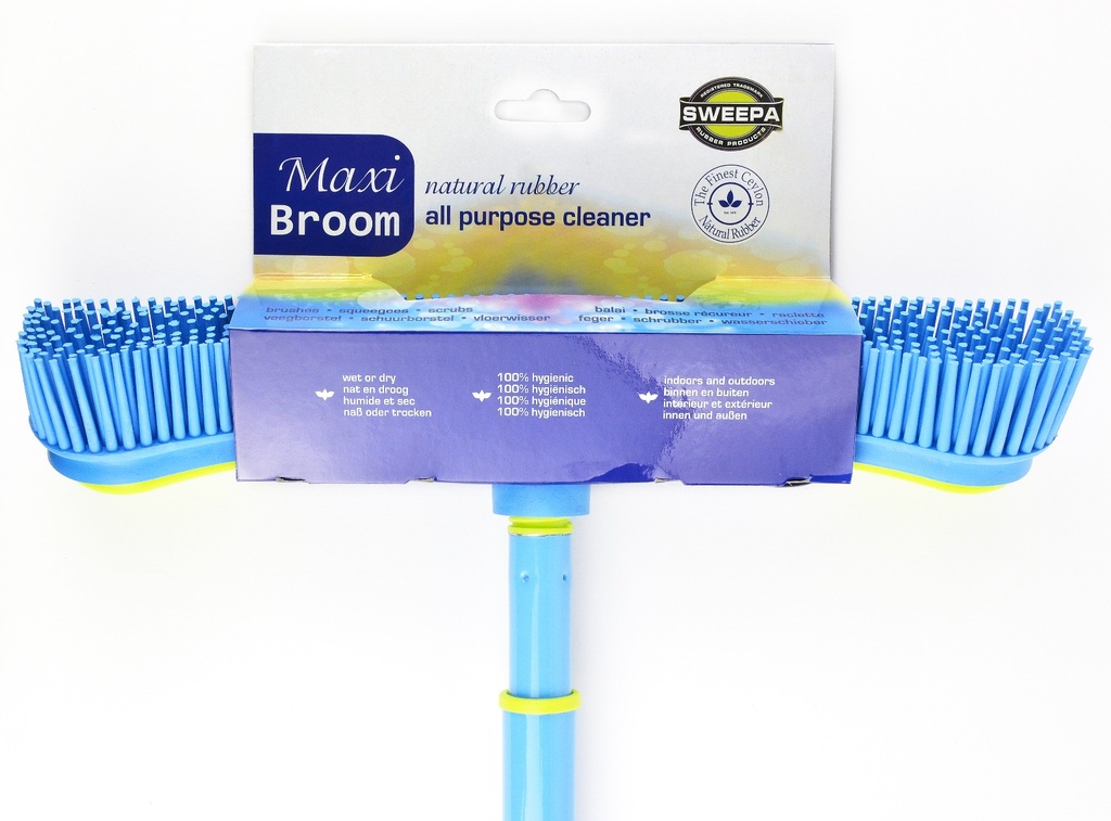 RUBBERBRUSH groen/blauw 34,5cm - telescoopsteel