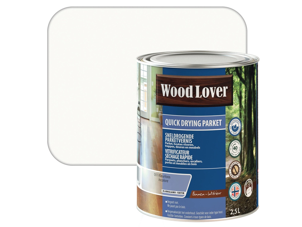 WOODLOVER QUICKDRYING PARKET VERNIS 001 KLEURLOOS 2,5L