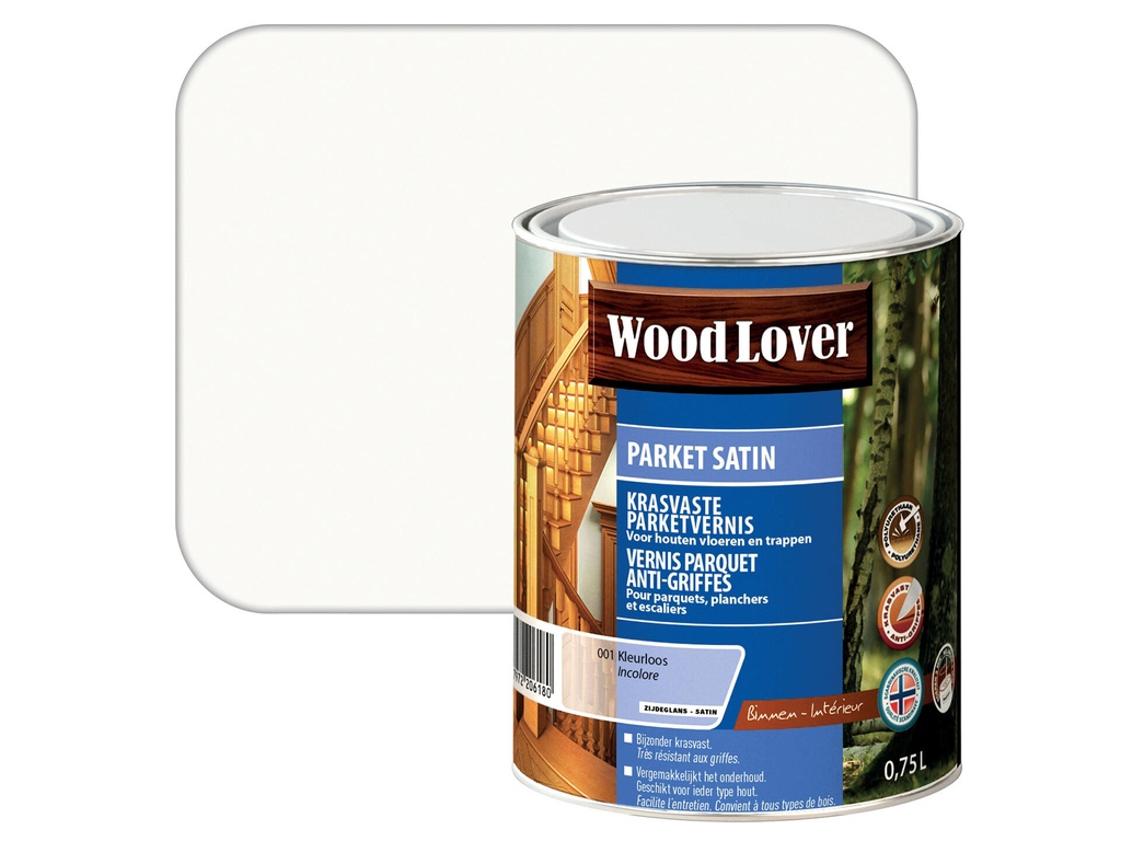 WOODLOVER PARKET SATIN VERNIS 001 KLEURLOOS 0,75L