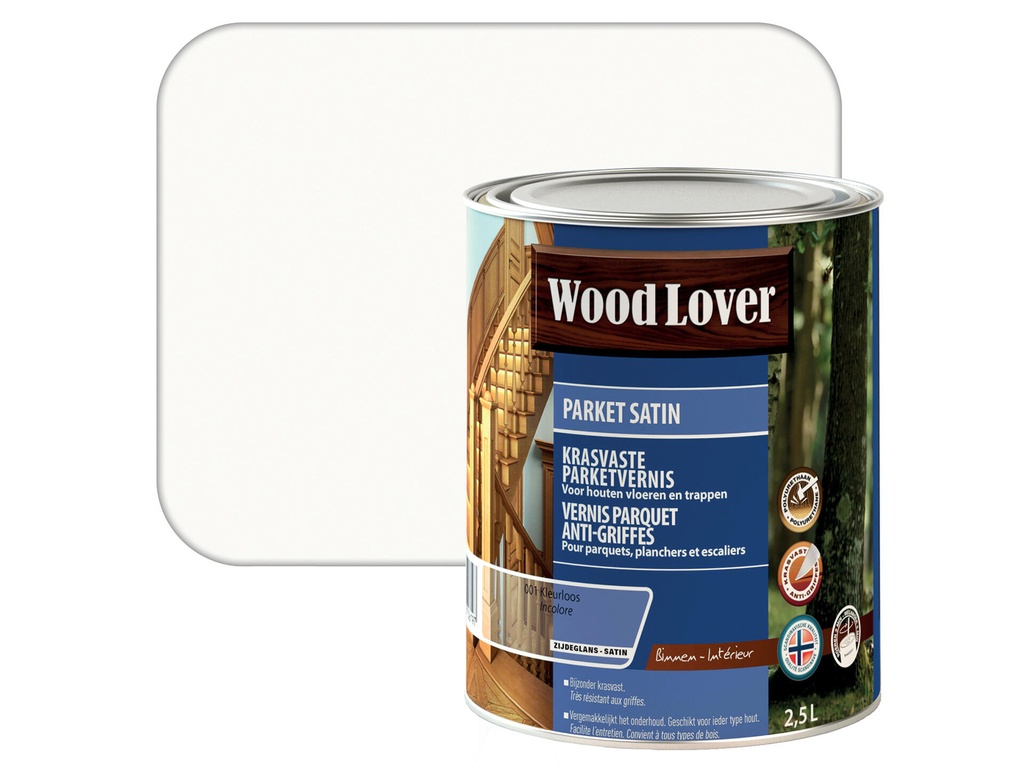 WOODLOVER PARKET SATIN VERNIS 001 KLEURLOOS 2,5L