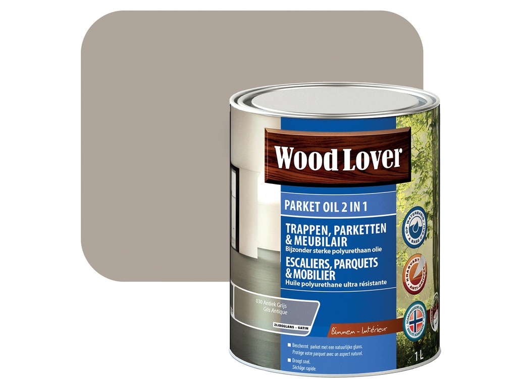 WOODLOVER PARKET OIL 2IN1 030 ANTIEK GRIJS 0,75 LITER