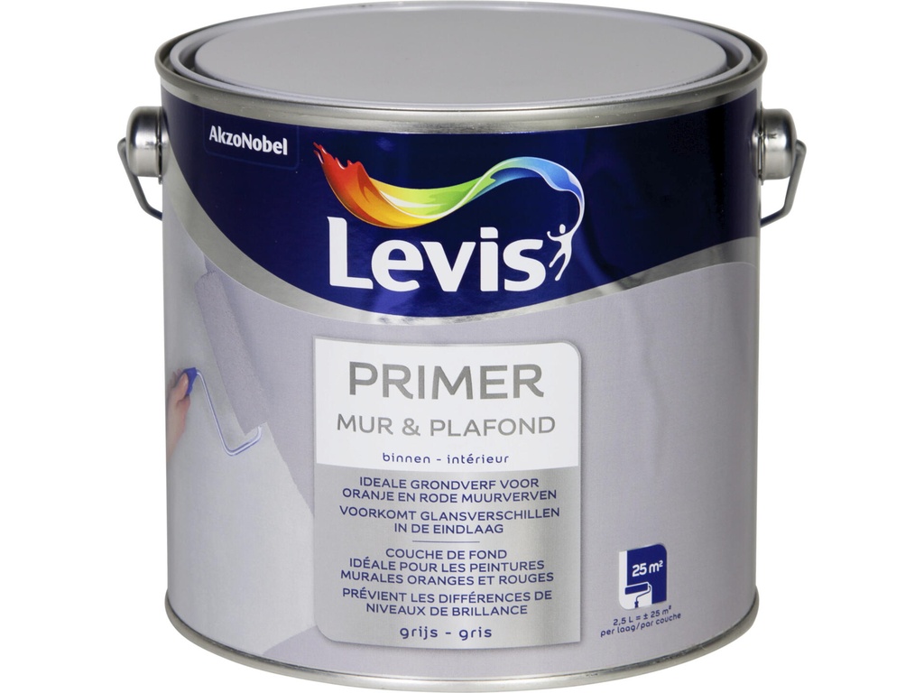 Levis Primer Muur & Plafond 2,5l Grijs