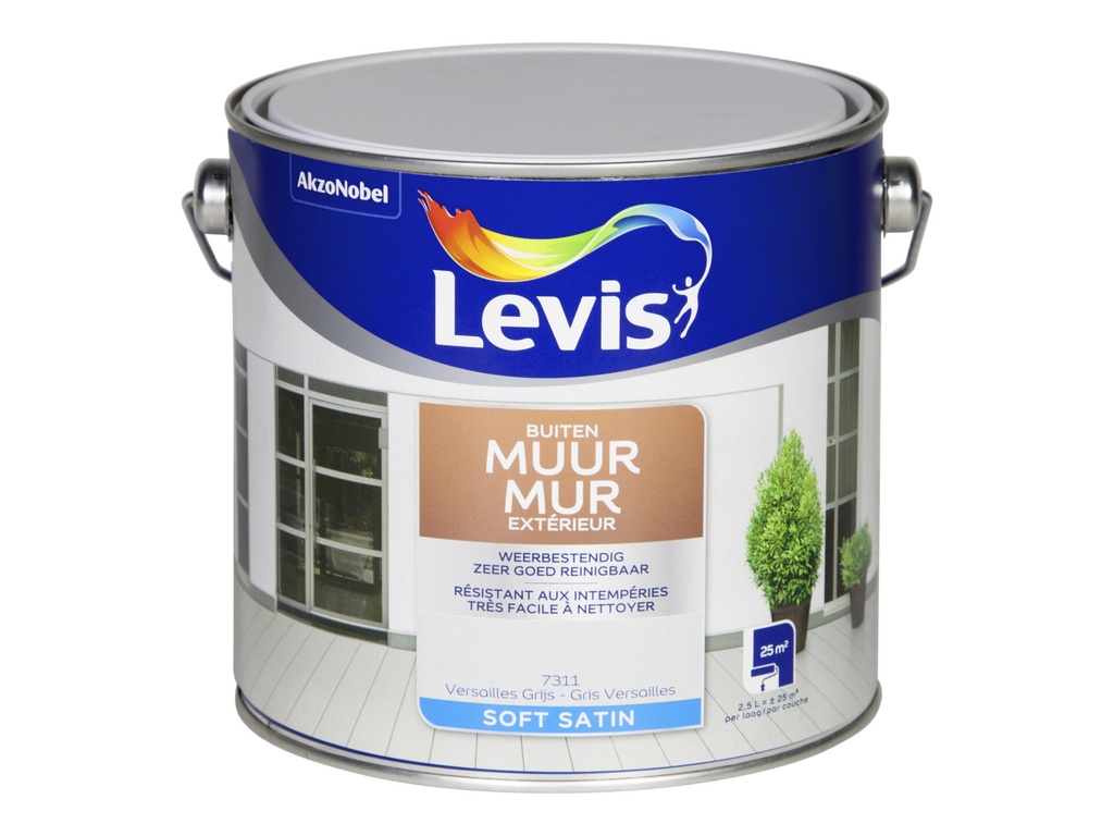 Levis Gevelverf Zijdeglans 2,5l Versailles Grijs