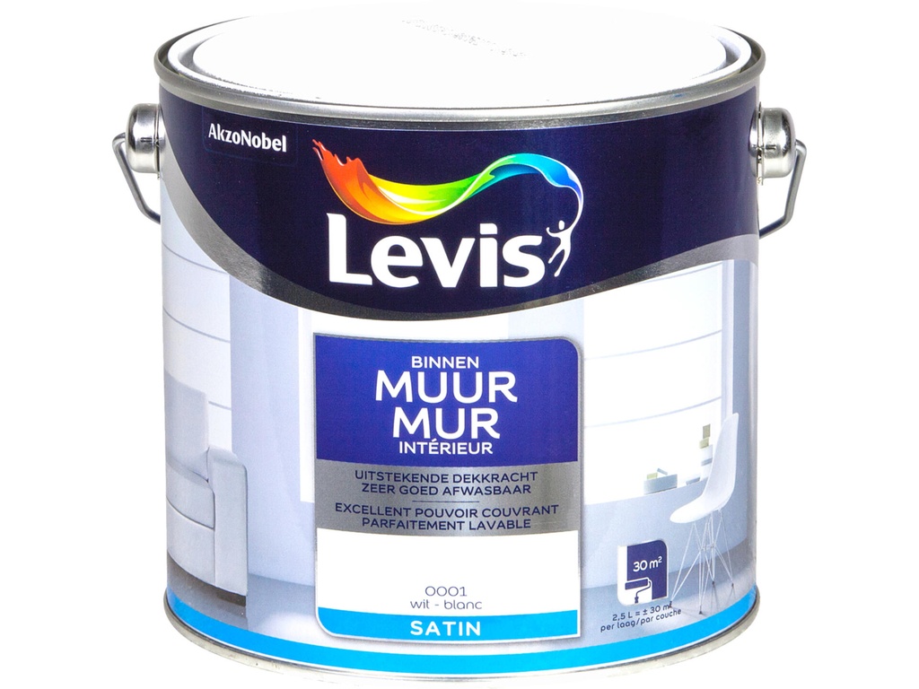 Levis Muurverf Zijdeglans 2,5l Wit