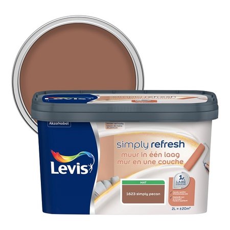 Levis Simply Refresh muurverf 1 laag mat 2l simply pecan