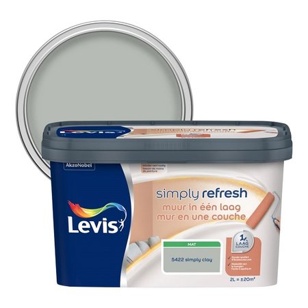 Levis Simply Refresh muurverf 1 laag mat 2l simply clay