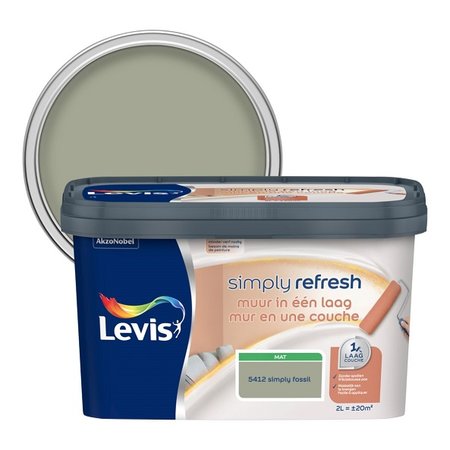 Levis Simply Refresh muurverf 1 laag mat 2l simply fossil