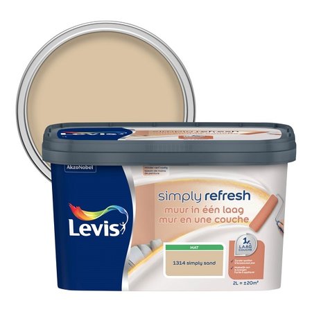 Levis Simply Refresh muurverf 1 laag mat 2l simply sand