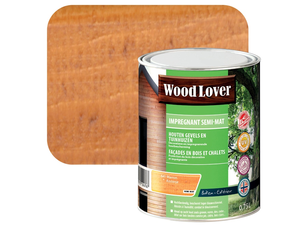 WOODLOVER IMPREGN. SEMI-MAT 641 KASTANJE 0,75 LITER