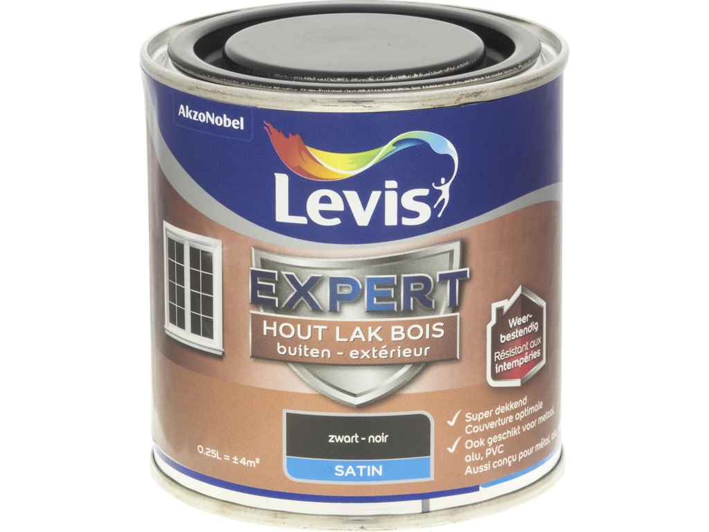 Levis Expert Houtlak Buiten Zijdeglans 0,25l Zwart
