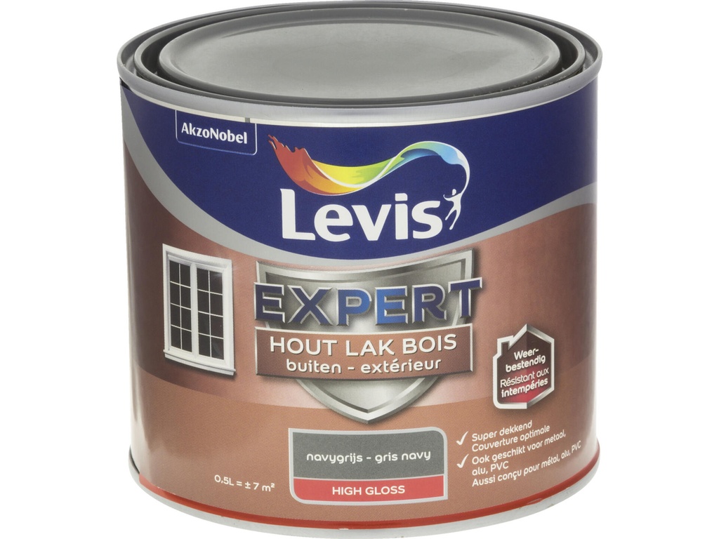 Levis Expert Houtlak Buiten Hoogglans 0,5l Navy Grijs