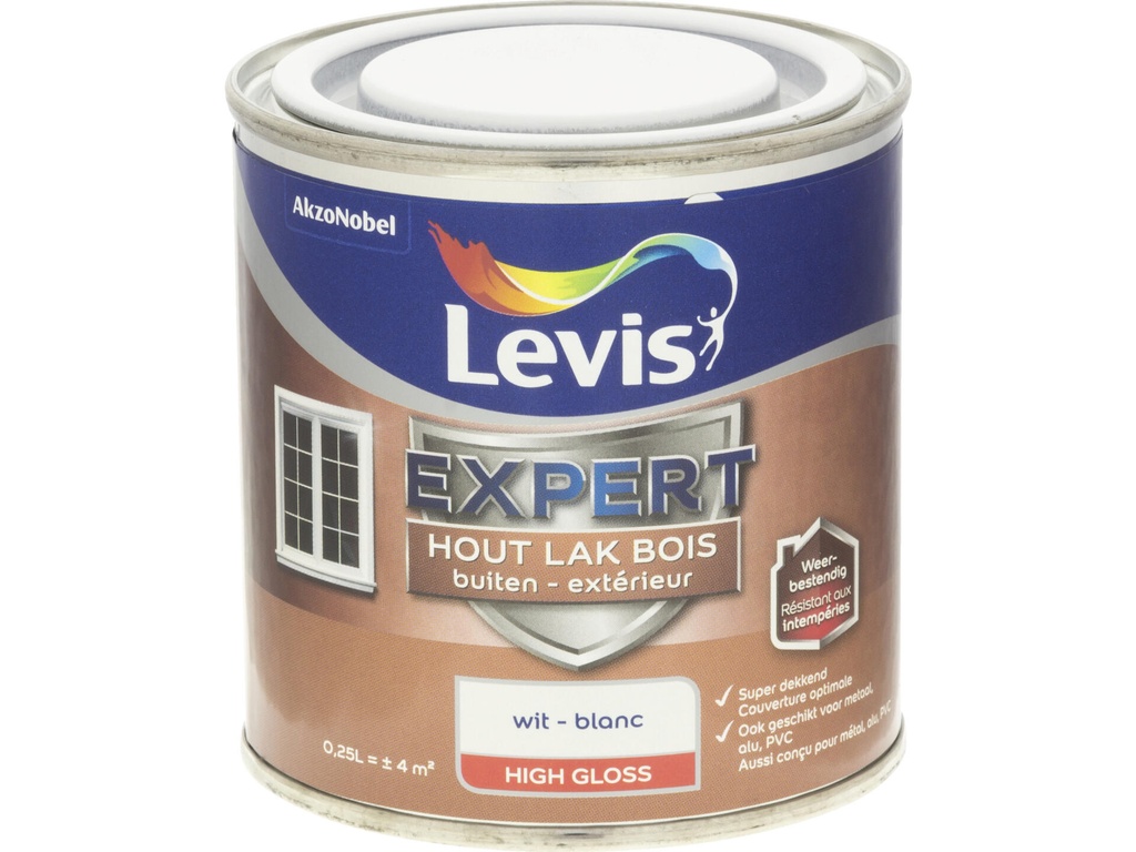Levis Expert Houtlak Buiten Hoogglans 250ml Wit