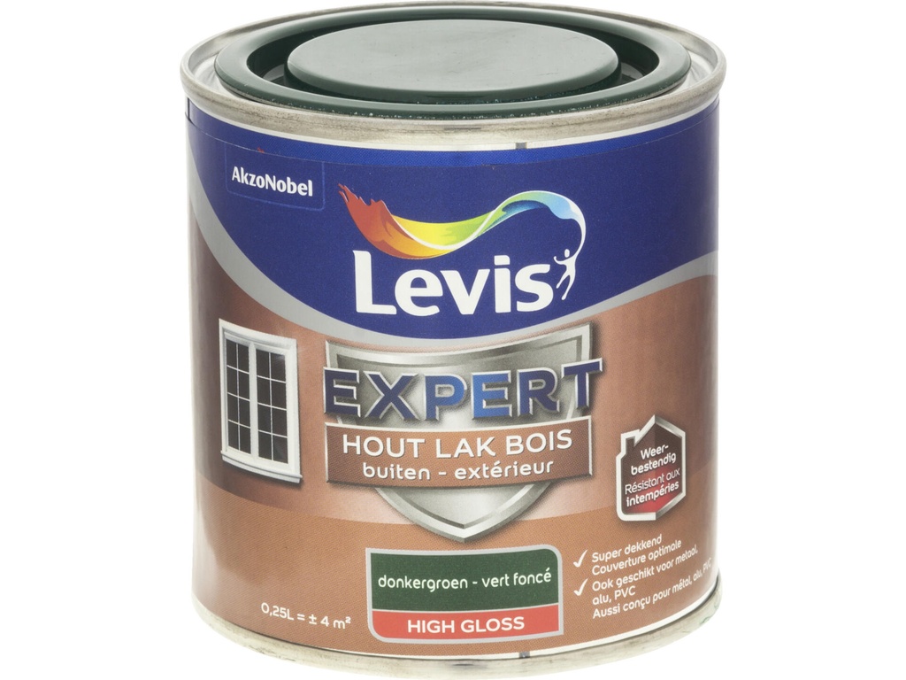 Levis Expert Houtlak Buiten Hoogglans 250ml Donkergroen
