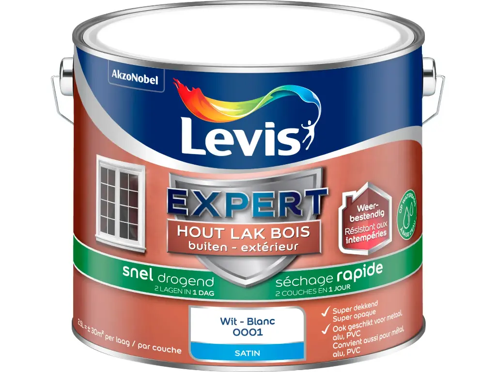 Levis Expert Lak Buiten Sneldrogend Satin 2,5l wit
