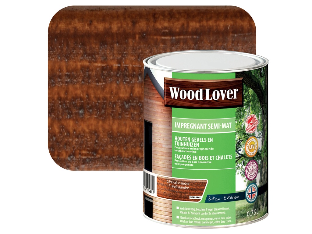 WOODLOVER IMPREGN. SEMI-MAT 629 PALLISANDER 0,75 LITER