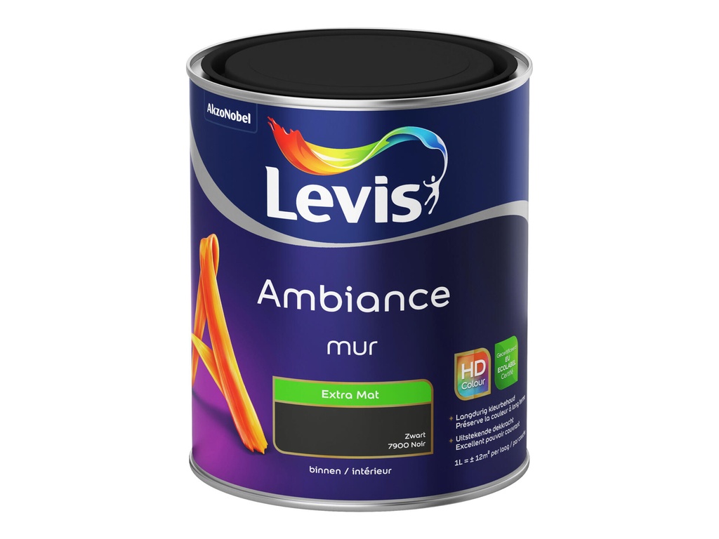 Levis Ambiance Muurverf Extra Mat 1l Zwart