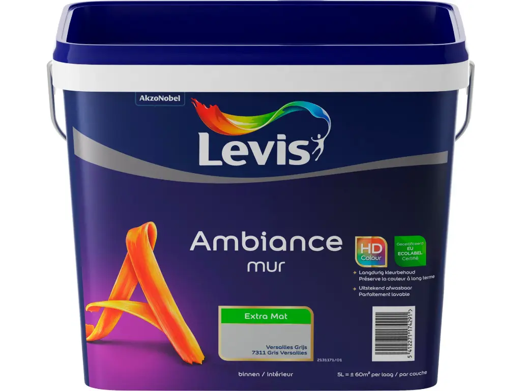 Levis Ambiance Muurverf Extra Mat 5l Versailles Grijs