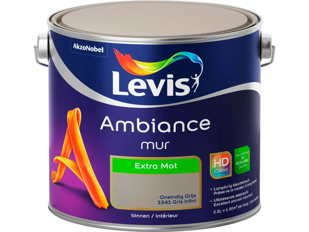 Levis Ambiance Muurverf Extra Mat 2,5l Oneindig Grijs