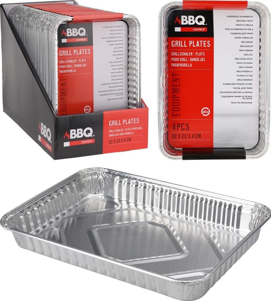 [337966] BBQ Schalen Alu Set 32x23cm 4st