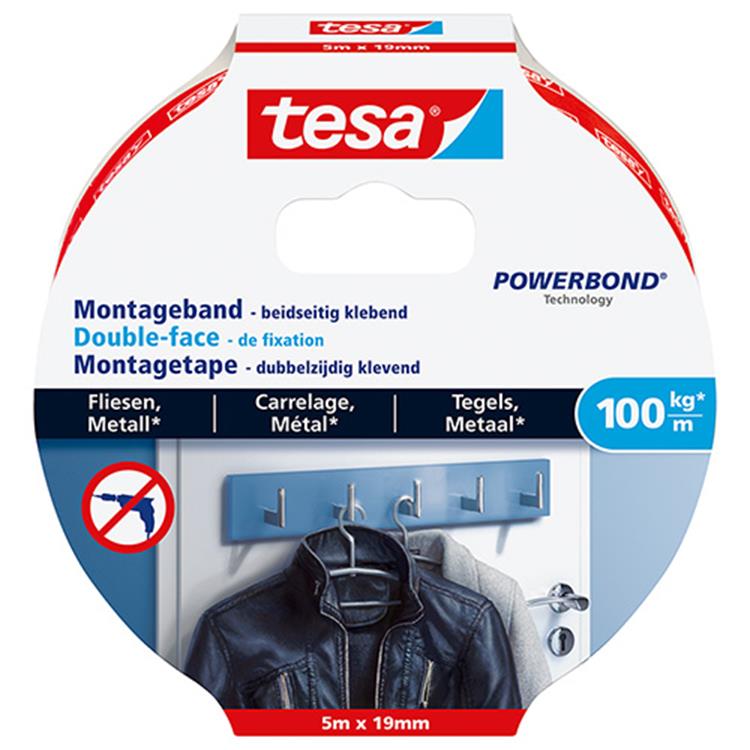 TESA POWERBOND MONTAGETAPE 5MX19MM TEG&MET