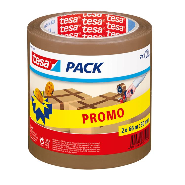 TESA Verpakkingstape 2-PACK Bruin 66M X 50MM