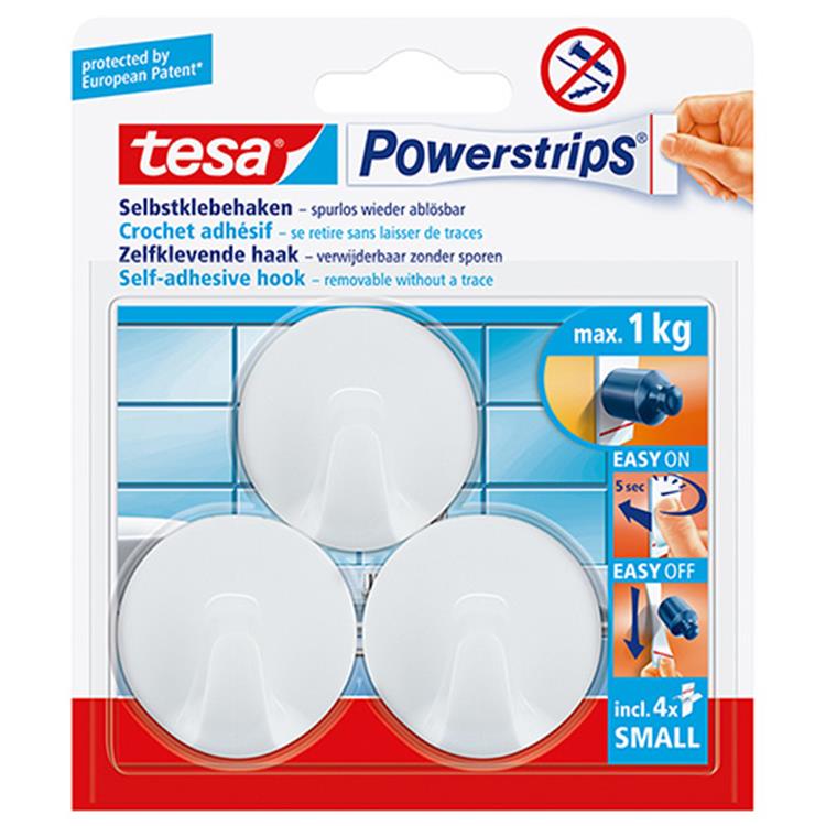 TESA POWERSTRIPS HAAK S ROND WIT