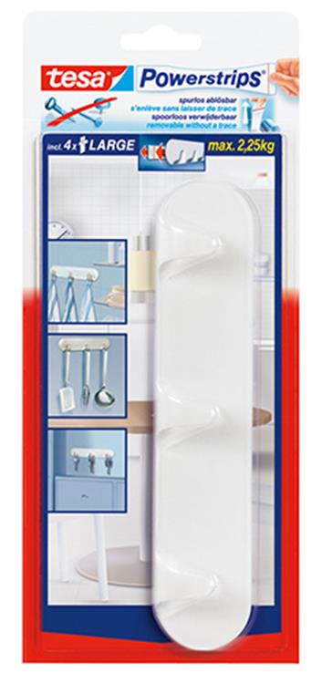 TESA MULTI-HAAK+4STRIP WIT
