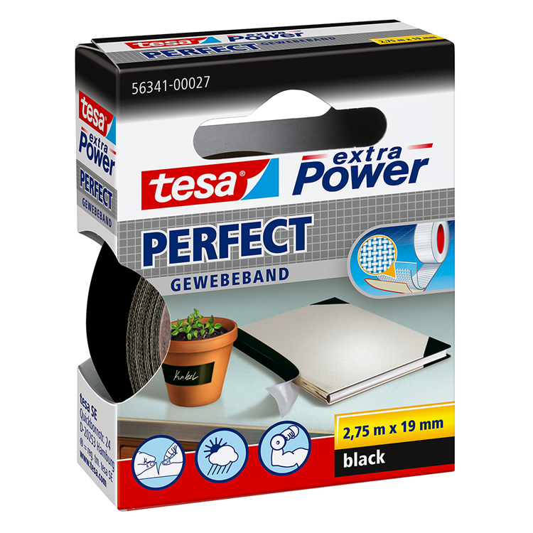 TESA EXTRA POWER PERFECT ZWART 19MMX2.75