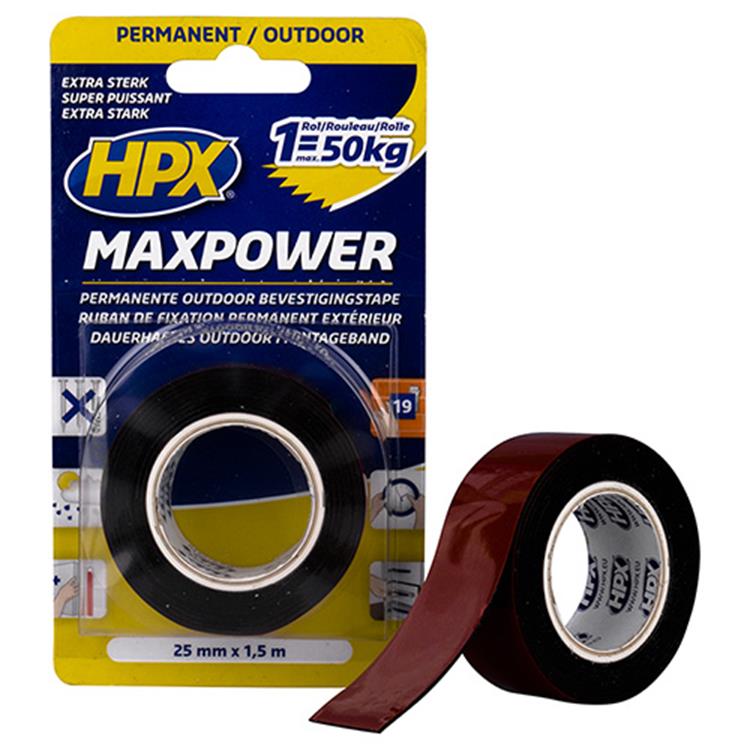 HPX MAXPOWER OUTDOUR ZWART 25MM X 1,5M