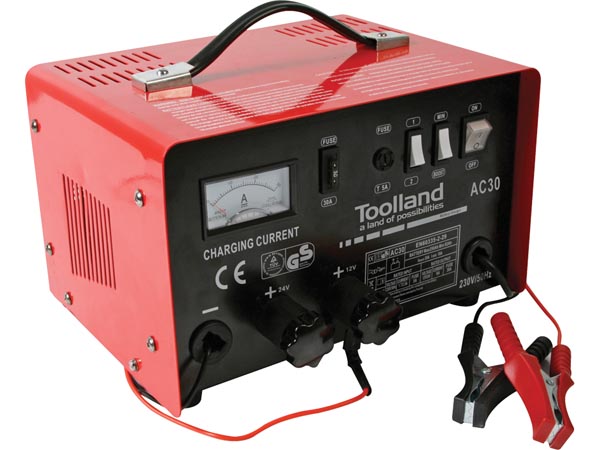 Toolland AC30 LADER VOOR 12/24 V LOOD-ZUURBATTERIJEN - MET BOOSTFUNCTIE - 20A